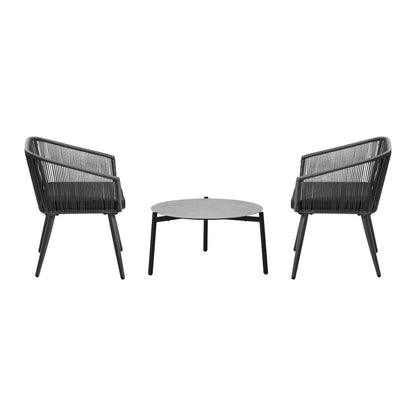 Livsip 3 Piece Outdoor Patio Set 70cm Table Polyester rope-Outdoor Patio Set-PEROZ Accessories
