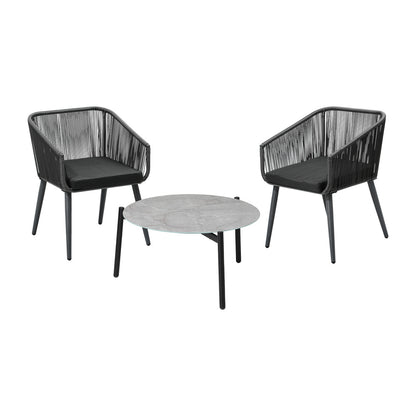 Livsip 3 Piece Outdoor Patio Set 70cm Table Polyester rope-Outdoor Patio Set-PEROZ Accessories