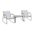 Livsip 3PCS Outdoor Bistro Set Patio Chair 70cm Grey Table Textilene-Outdoor Patio Set-PEROZ Accessories