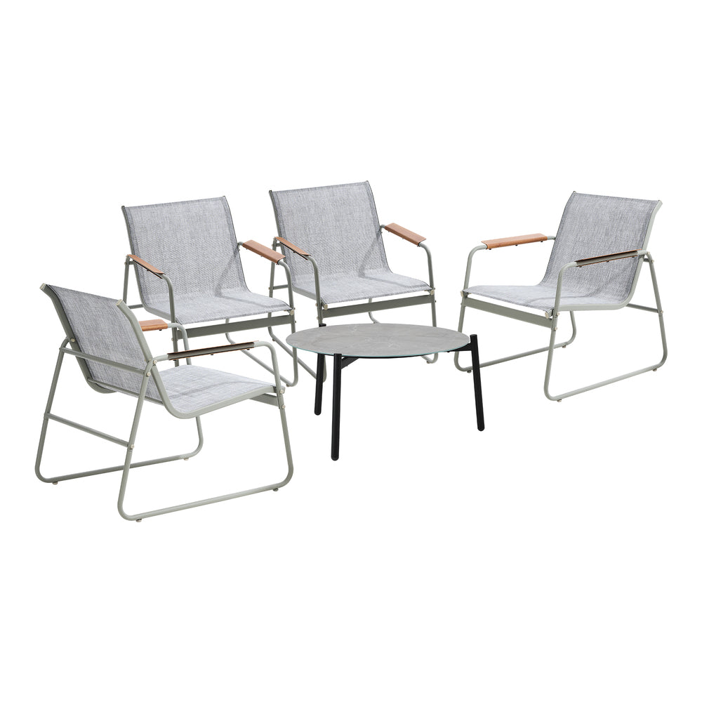 Livsip Outdoor Patio Set 70cm Round Table and 4x Chairs-Outdoor Patio Set-PEROZ Accessories
