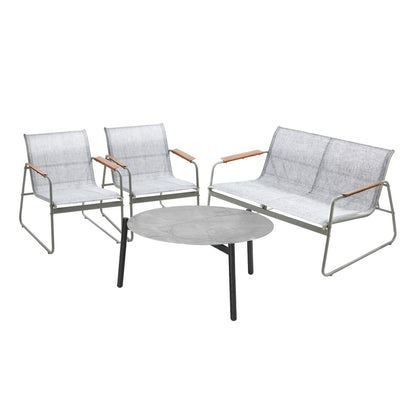 Livsip Outdoor Lounge Set 4 Seater Patio Chairs 70cm Grey Table-Outdoor Patio Set-PEROZ Accessories
