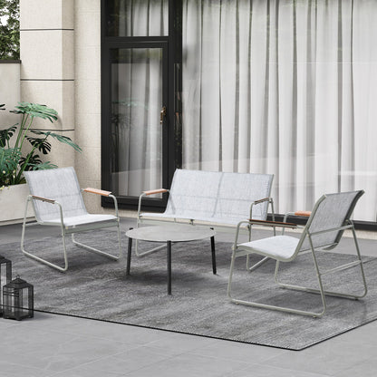 Livsip Outdoor Lounge Set 4 Seater Patio Chairs 70cm Grey Table-Outdoor Patio Set-PEROZ Accessories