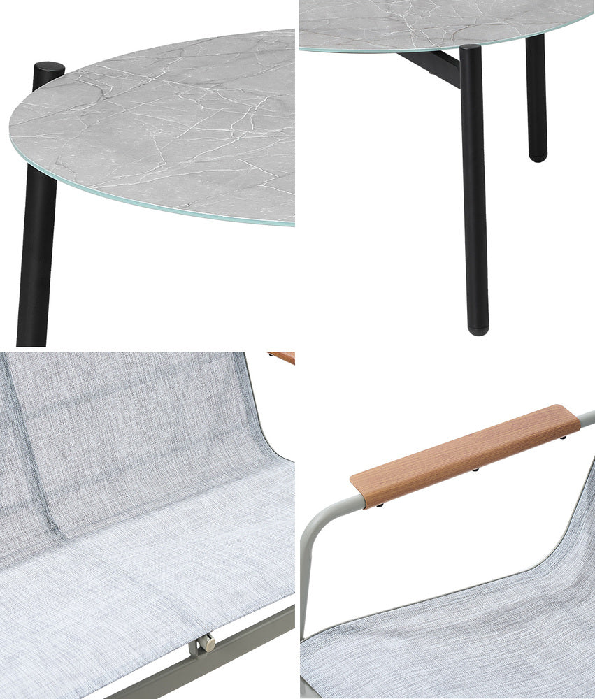 Livsip Outdoor Lounge Set 4 Seater Patio Chairs 70cm Grey Table-Outdoor Patio Set-PEROZ Accessories