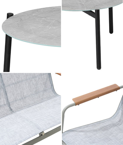 Livsip Outdoor Lounge Set 4 Seater Patio Chairs 70cm Grey Table-Outdoor Patio Set-PEROZ Accessories