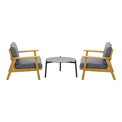 Livsip Outdoor Lounge Set 3PCS 70cm Grey Coffee Side Table-Outdoor Patio Set-PEROZ Accessories