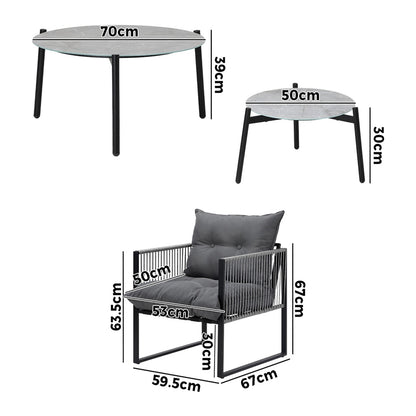 Livsip 6PCS Outdoor Patio Set Grey Coffee Table Set Lounge Chairs-Outdoor Patio Set-PEROZ Accessories