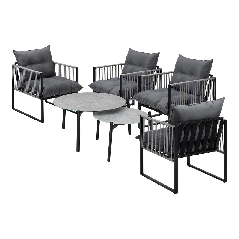 Livsip 6PCS Outdoor Patio Set Grey Coffee Table Set Lounge Chairs-Outdoor Patio Set-PEROZ Accessories
