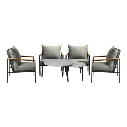 Livsip 6PCS Outdoor Lounge Set Grey 50/70cm Coffee Table Chairs-Outdoor Patio Set-PEROZ Accessories