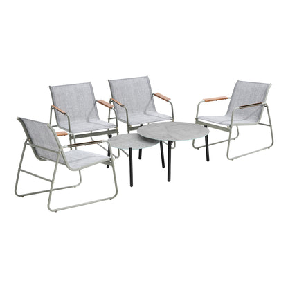 Livsip 6PCS Outdoor Patio Set 4x Chairs Coffee Table Set Textilene-Outdoor Patio Set-PEROZ Accessories