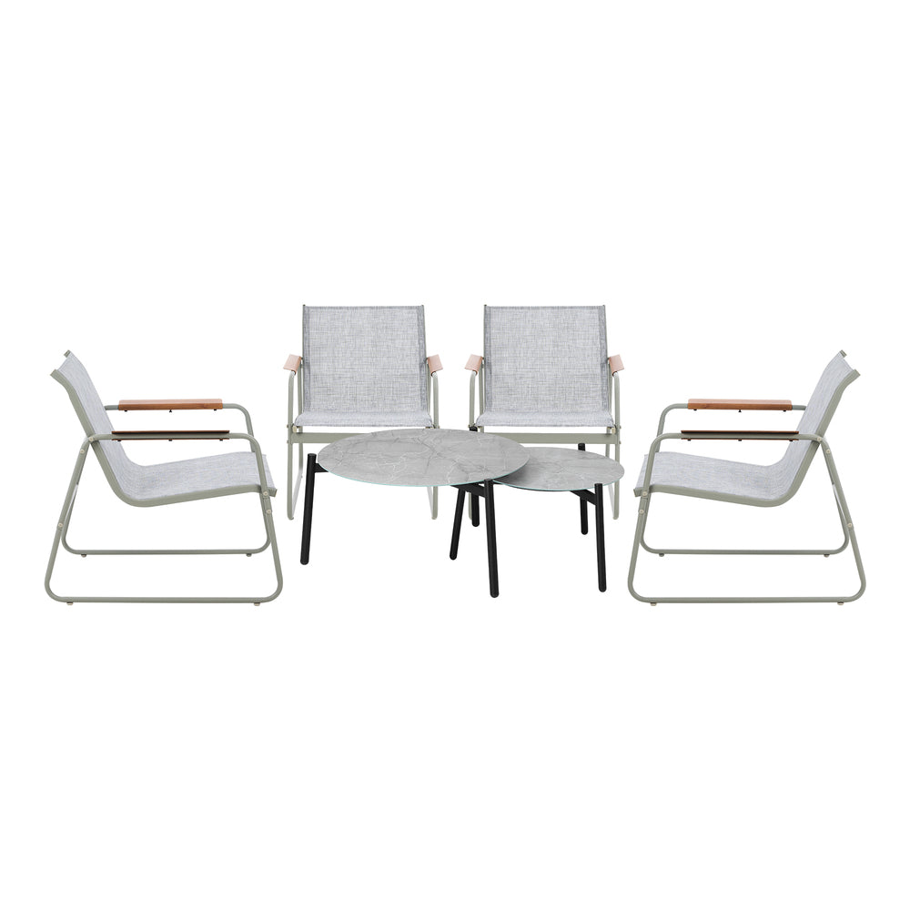 Livsip 6PCS Outdoor Patio Set 4x Chairs Coffee Table Set Textilene-Outdoor Patio Set-PEROZ Accessories