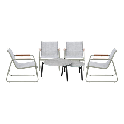 Livsip 6PCS Outdoor Patio Set 4x Chairs Coffee Table Set Textilene-Outdoor Patio Set-PEROZ Accessories