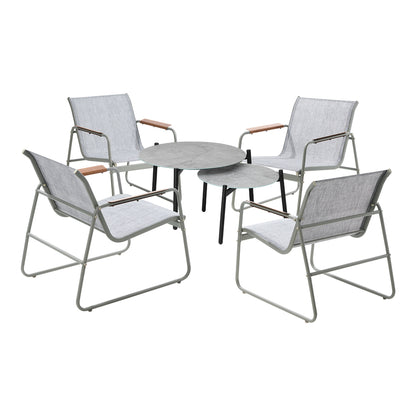 Livsip 6PCS Outdoor Patio Set 4x Chairs Coffee Table Set Textilene-Outdoor Patio Set-PEROZ Accessories