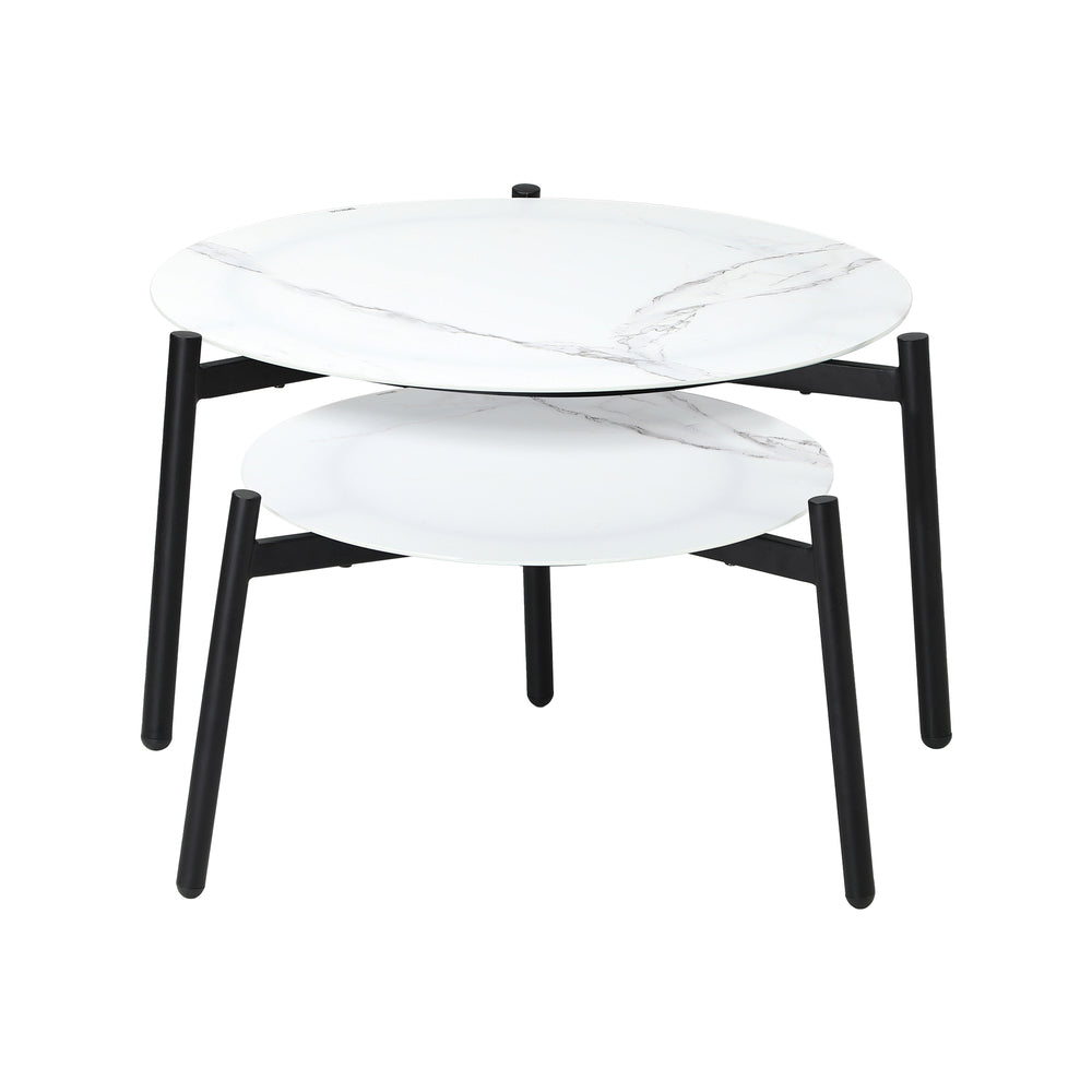Livsip Outdoor Coffee Side Marble Table 50/70cm Set-Outdoor Table-PEROZ Accessories