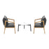 Livsip 3PCS Outdoor Patio Set White 50cm Coffee Table Natural Chairs-Outdoor Patio Set-PEROZ Accessories