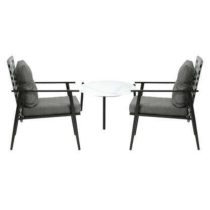 Livsip 3pcs Outdoor Patio Set 50cm Marble Table Rattan Chairs-Outdoor Patio Set-PEROZ Accessories