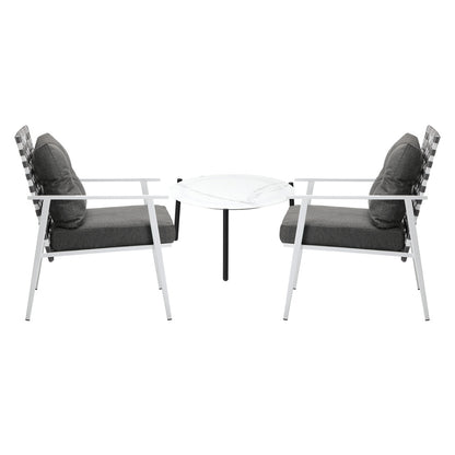 Livsip 3pcs Outdoor Lounge Set 50CM Round Table Rattan Chairs-Outdoor Patio Set-PEROZ Accessories