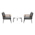 Livsip 3pcs Outdoor Patio Set 50cm Table Grey and Black Armchairs-Outdoor Patio Set-PEROZ Accessories