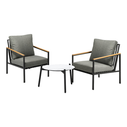 Livsip 3PCS Outdoor Patio Lounge Set 50cm Coffee Table Sofa Chairs-Outdoor Patio Set-PEROZ Accessories
