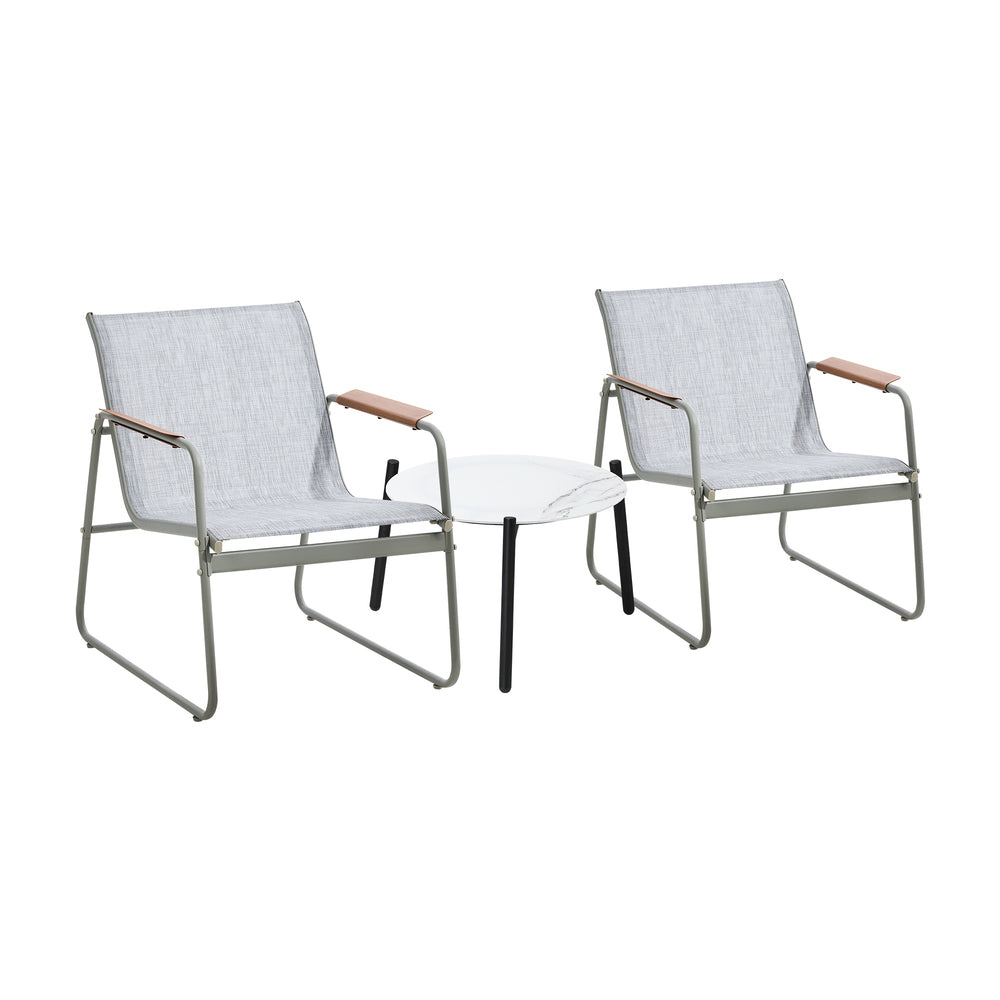 Livsip 3PCS Outdoor Bistro Set 50cm Coffee Table Textilene Patio Chair-Outdoor Patio Set-PEROZ Accessories