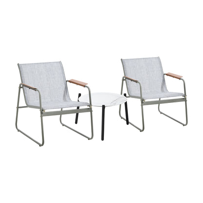 Livsip 3PCS Outdoor Bistro Set 50cm Coffee Table Textilene Patio Chair-Outdoor Patio Set-PEROZ Accessories