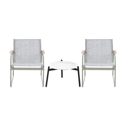 Livsip 3PCS Outdoor Bistro Set 50cm Coffee Table Textilene Patio Chair-Outdoor Patio Set-PEROZ Accessories
