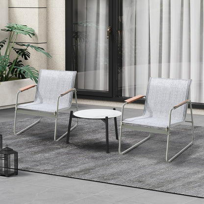 Livsip 3PCS Outdoor Bistro Set 50cm Coffee Table Textilene Patio Chair-Outdoor Patio Set-PEROZ Accessories