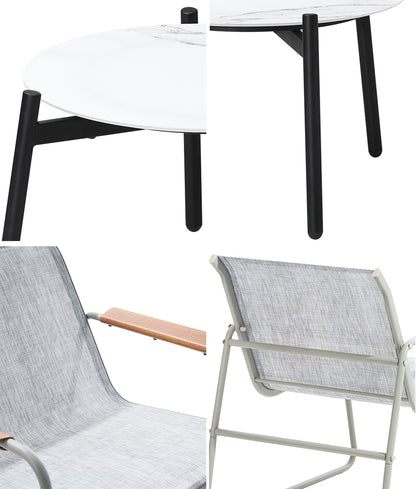 Livsip 3PCS Outdoor Bistro Set 50cm Coffee Table Textilene Patio Chair-Outdoor Patio Set-PEROZ Accessories