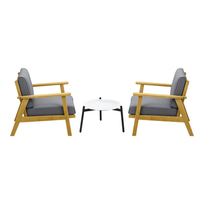 Livsip 3PCS Outdoor Lounge Set 50cm White Coffee Side Table-Outdoor Patio Set-PEROZ Accessories