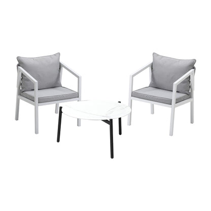 Livsip Outdoor Patio Set White 70cm Coffee Table and Chairs-Outdoor Patio Set-PEROZ Accessories