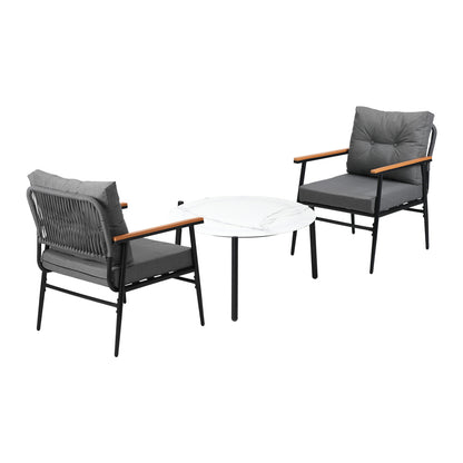 Livsip Outdoor Patio Set 70cm Table with 2 Armchairs-Outdoor Patio Set-PEROZ Accessories