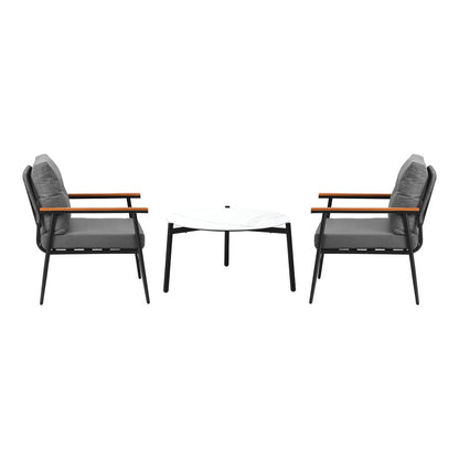 Livsip Outdoor Patio Set 70cm Table with 2 Armchairs-Outdoor Patio Set-PEROZ Accessories