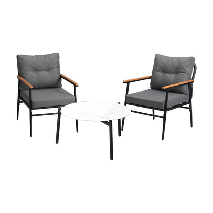 Livsip Outdoor Patio Set 70cm Table with 2 Armchairs-Outdoor Patio Set-PEROZ Accessories
