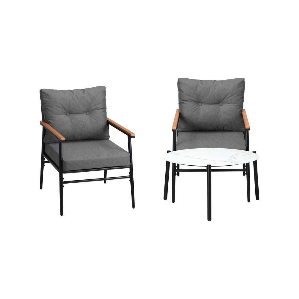 Livsip Outdoor Patio Set 70cm Table with 2 Armchairs-Outdoor Patio Set-PEROZ Accessories