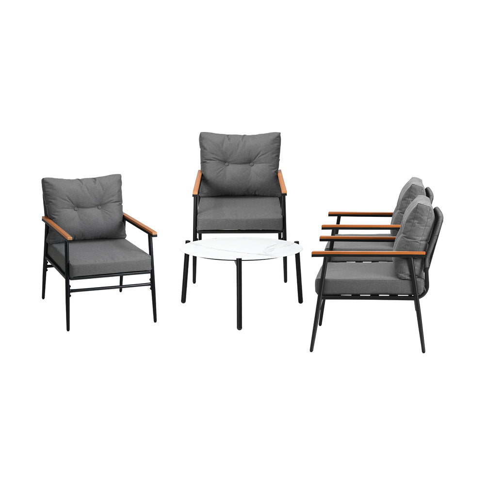 Livsip Outdoor Patio Set 5 Piece Bistro Lounge Set 70cm Table-Outdoor Patio Set-PEROZ Accessories