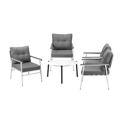 Livsip Outdoor Patio Set 5PC Bistro Lounge Set 70cm White Table-Outdoor Patio Set-PEROZ Accessories