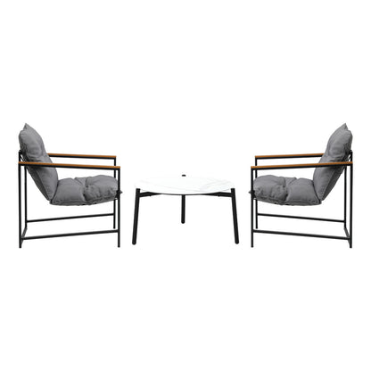 Livsip 2 Seater Outdoor Patio Set 70CM Round White Marble Table-Outdoor Patio Set-PEROZ Accessories