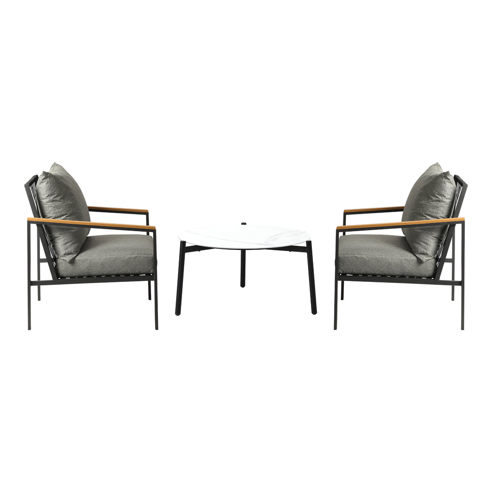 Livsip 3PCS Outdoor Lounge Set White 70cm Coffee Table Chairs-Outdoor Patio Set-PEROZ Accessories