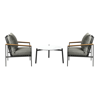 Livsip 3PCS Outdoor Lounge Set White 70cm Coffee Table Chairs-Outdoor Patio Set-PEROZ Accessories