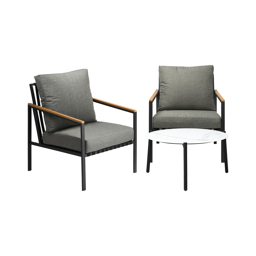 Livsip 3PC Outdoor Patio Set White 70cm Coffee Table Sofa Chair-Outdoor Patio Set-PEROZ Accessories