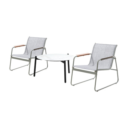 Livsip 3PCS Outdoor Bistro Set Patio Chair 70cm White Table Textilene-Outdoor Patio Set-PEROZ Accessories