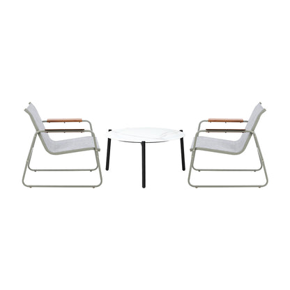 Livsip 3PCS Outdoor Bistro Set Patio Chair 70cm White Table Textilene-Outdoor Patio Set-PEROZ Accessories