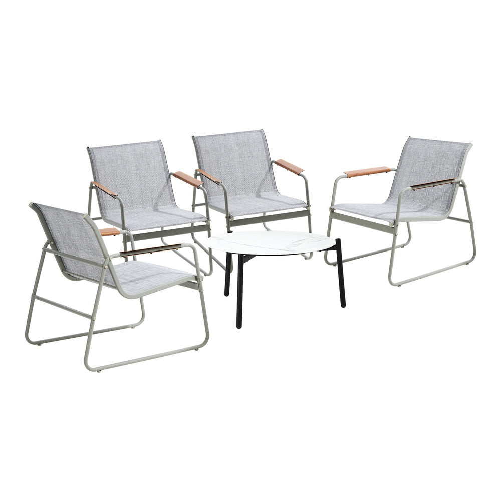 Livsip Outdoor Patio Set 4x Chairs and 70cm Coffee Table-Outdoor Patio Set-PEROZ Accessories