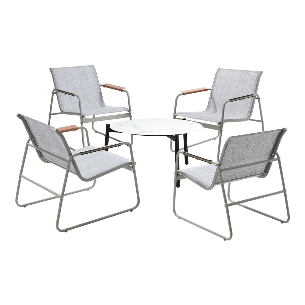 Livsip Outdoor Patio Set 4x Chairs and 70cm Coffee Table-Outdoor Patio Set-PEROZ Accessories