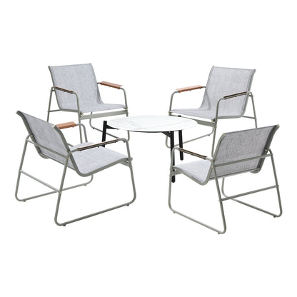 Livsip Outdoor Patio Set 4x Chairs and 70cm Coffee Table-Outdoor Patio Set-PEROZ Accessories