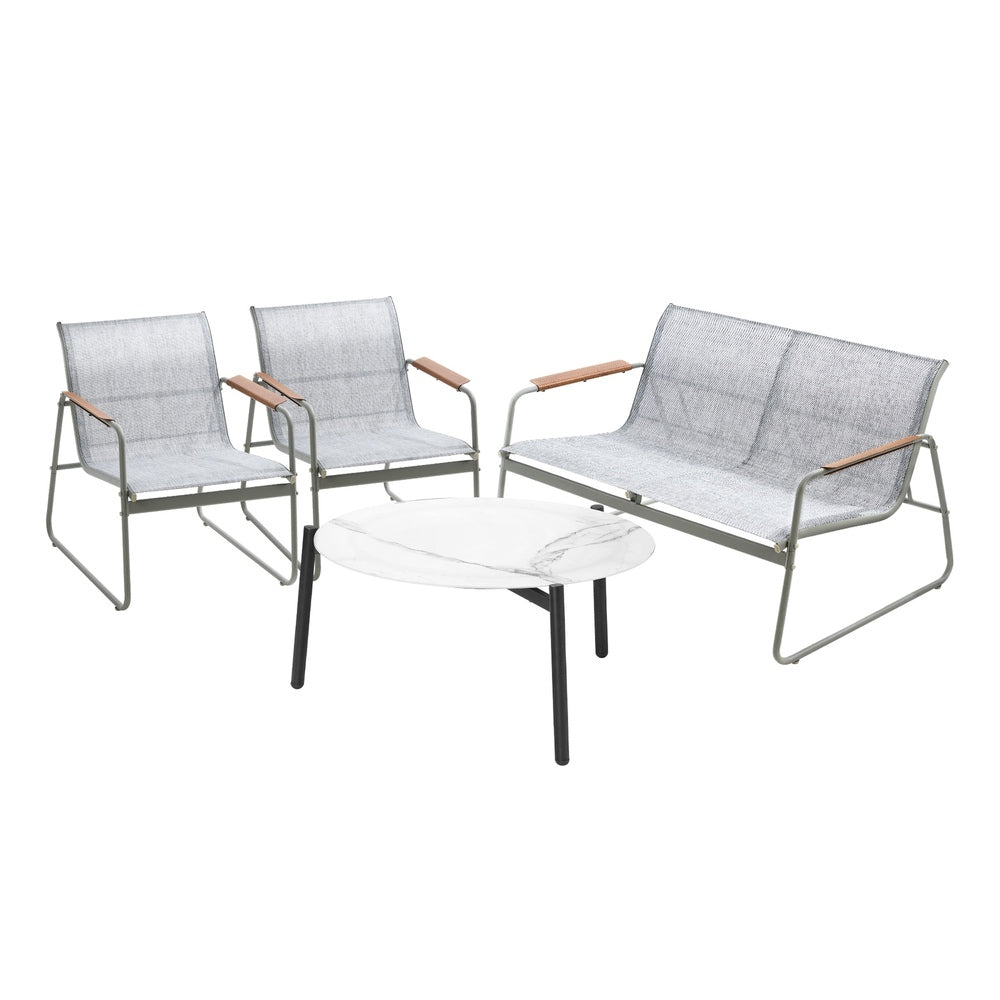 Livsip Outdoor Lounge Set 4 Seater Patio Chairs 70cm White Table-Outdoor Patio Set-PEROZ Accessories