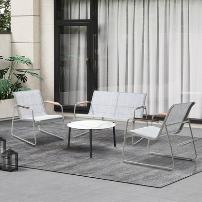 Livsip Outdoor Lounge Set 4 Seater Patio Chairs 70cm White Table-Outdoor Patio Set-PEROZ Accessories