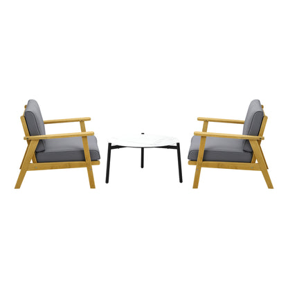 Livsip 2 Seater Outdoor Lounge Set 70cm White Coffee Side Table-Outdoor Patio Set-PEROZ Accessories