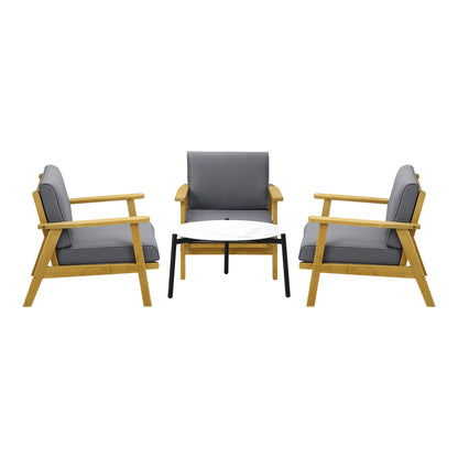 Livsip 4PCS Outdoor Lounge Set White Coffee Side Table with Chairs-Outdoor Patio Set-PEROZ Accessories