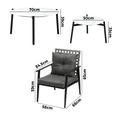 Livsip Outdoor Patio Set 2pc White Marble Table Sets 4pc Rattan Chairs-Outdoor Patio Set-PEROZ Accessories