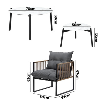 Livsip 6PCS Outdoor Patio Set White Coffee Table Set Rattan Chairs-Outdoor Patio Set-PEROZ Accessories